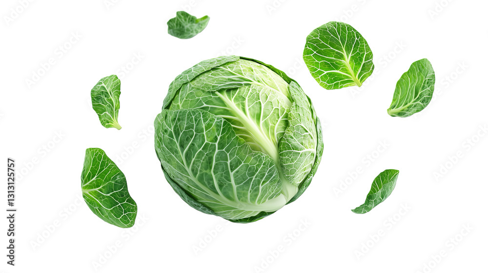 Floating Brussels sprout cut into pieces isolated on white background Floating Brussels sprout cut into pieces isolated on white background