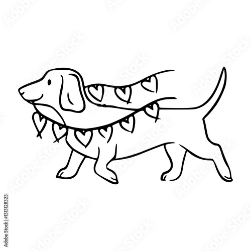 cute dachshund outline: playful dog vector