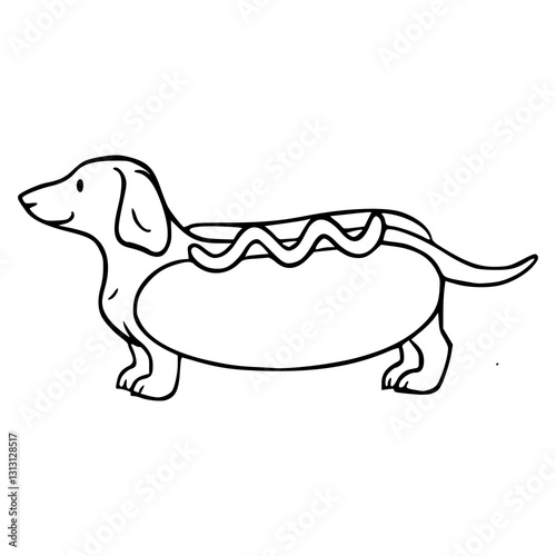 cute dachshund outline: playful dog vector