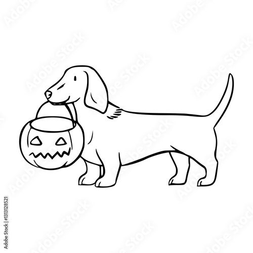 cute dachshund outline: playful dog vector