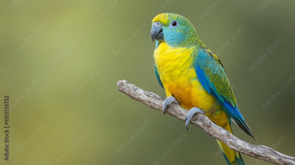 Vibrant Yellow-sided Parrot perched on a branch. Vibrant Yellow-sided Parrot perched on a branch.