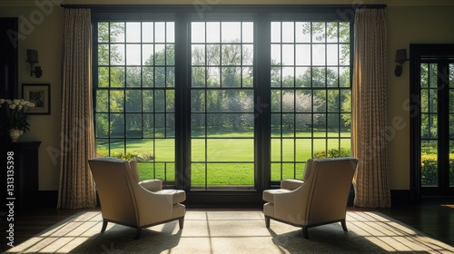 Sunlit Living Room with Garden View  Interior Design