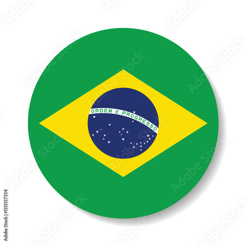 Brazil circle flag logo icon digital vector illustration