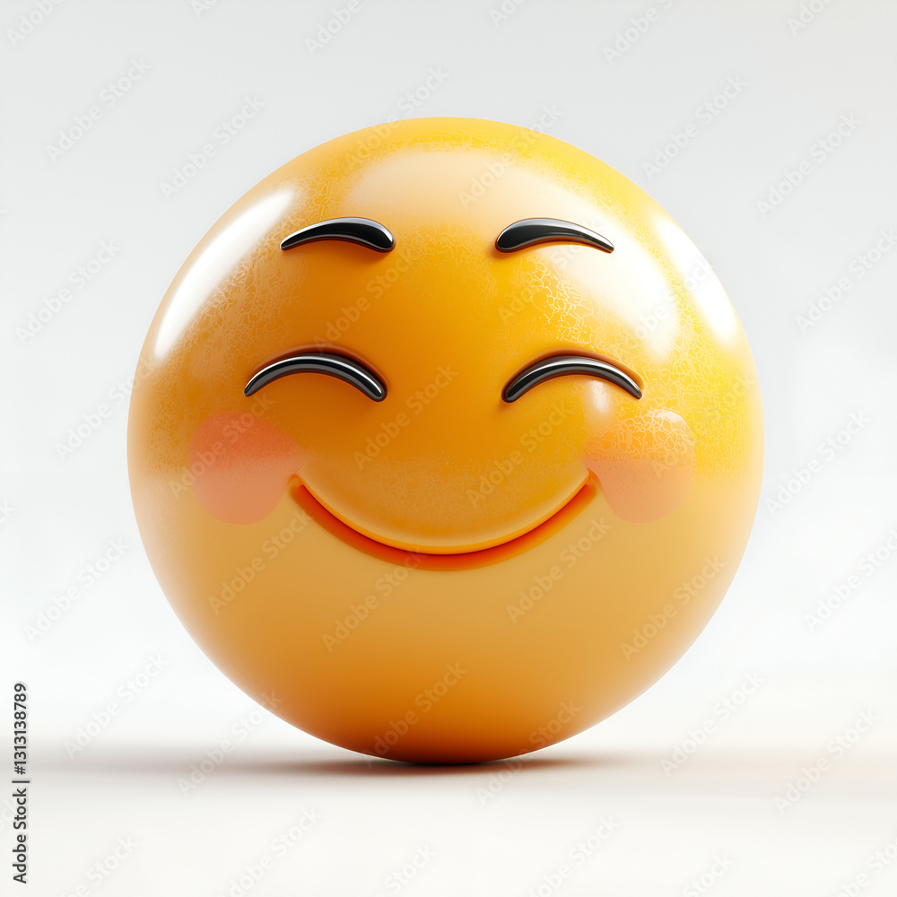 Fototapeta premium Fun and Playful 3D Cartoon Emoji Smile Illustration - Joyful and Cheerful Digital Design for Social Media Happiness