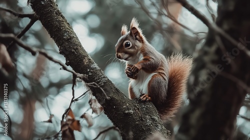  Adorable Squirrel in a Winter Forest, Capturing the Beauty and Serenity of Nature in the Snowy Season