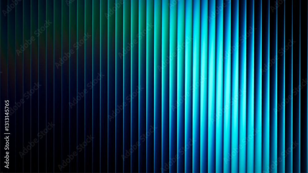 Futuristic neon texture with vibrant shades of blue green gradients and bright smooth fluted vertical lines. Bold dynamic design blending smooth tones and radiant colors for modern visual art project