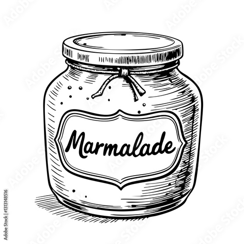 Vintage sketch of a marmalade jar on a white background  