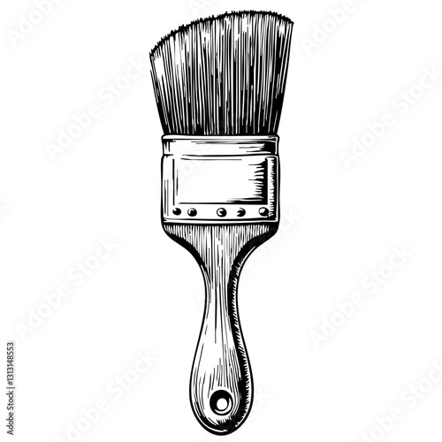 Vintage paintbrush sketch in black and white  