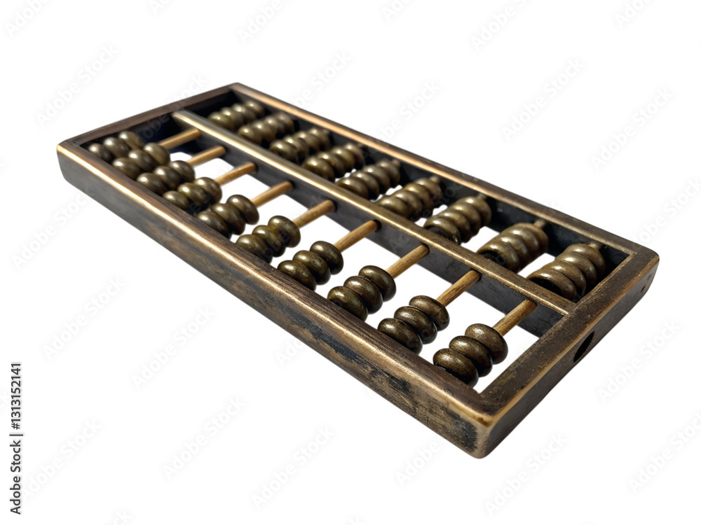 Traditional chinese abacus featuring beads historical context educational focus close-up, isolated on white or transparent background Traditional chinese abacus featuring beads historical context educational focus close-up, isolated on white or transparent background
