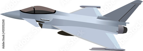 vector drawing,  jet in maneuver side view	