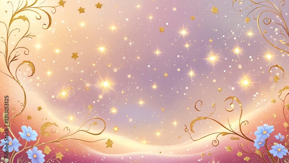 Celestial Dreamscape: A Magical Galaxy of Stars, Flowers, and Golden Vines Celestial Dreamscape: A Magical Galaxy of Stars, Flowers, and Golden Vines