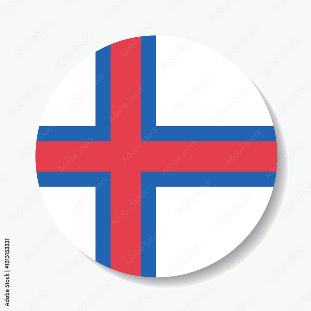 Fototapeta premium Faroe Islands circle flag logo icon digital vector illustration