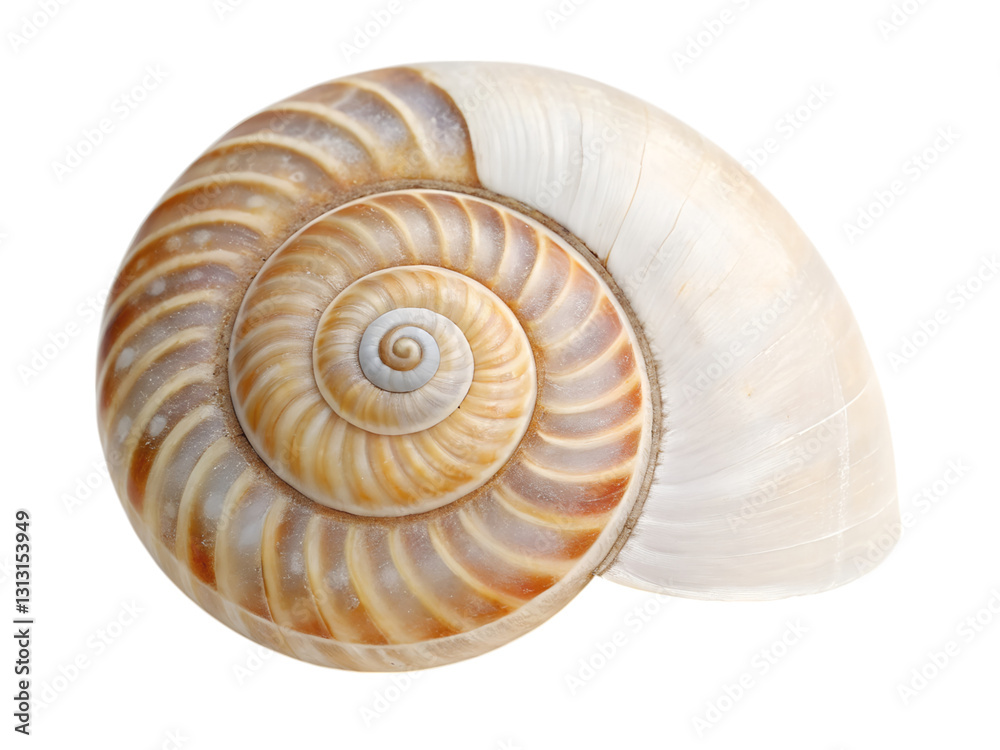 Intricate spiral patterns of snail shells nature macro photography, isolated on white or transparent background Intricate spiral patterns of snail shells nature macro photography, isolated on white or transparent background