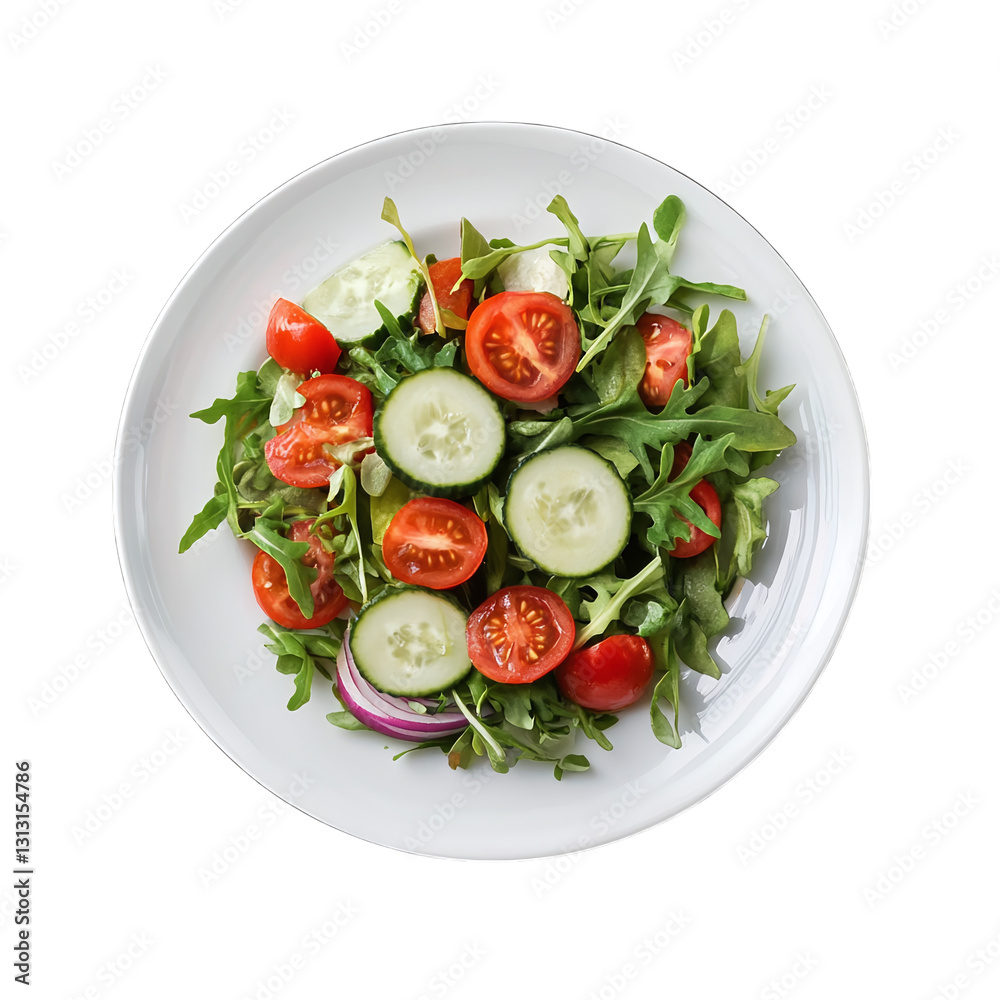 Salad plate with minimalist design isolated on transparent background Salad plate with minimalist design isolated on transparent background
