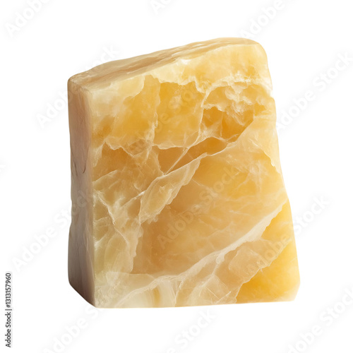 A Polished Piece of Light Yellow Calcite Isolated on Transparent Background