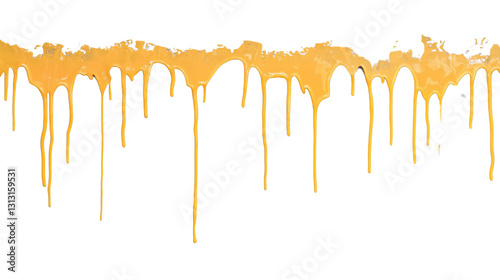 Orange paint dripping down on transparent background