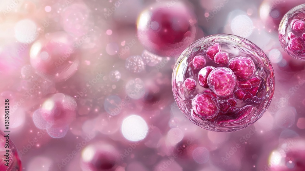 Abstract Image of Pink Cells with Sparkling Background Abstract Image of Pink Cells with Sparkling Background