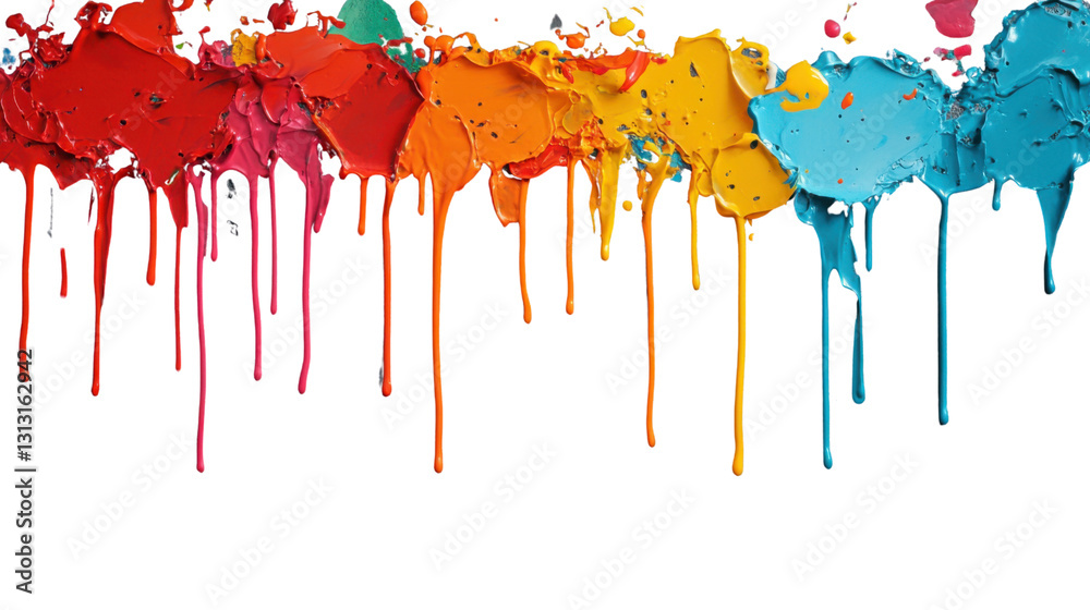 Fototapeta premium Colorful paint dripping with transparent background