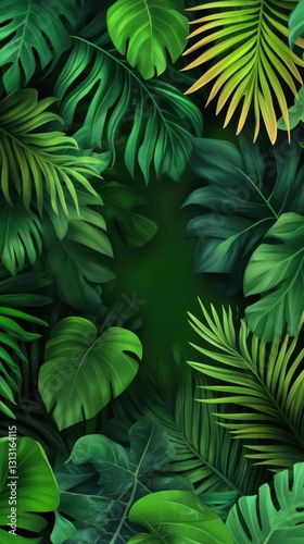 Green Tropical Leaves Background