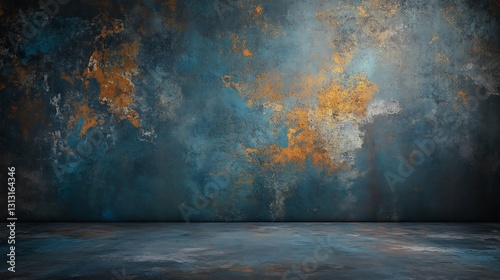 Textured Teal and Rust Digital Wall Background AI Generated