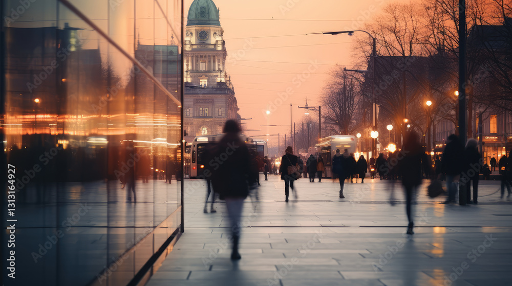 Fotografie Urban Evening Commute at Dusk