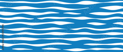 Seamless pattern, wavy lines, sea waves stylization, vector background