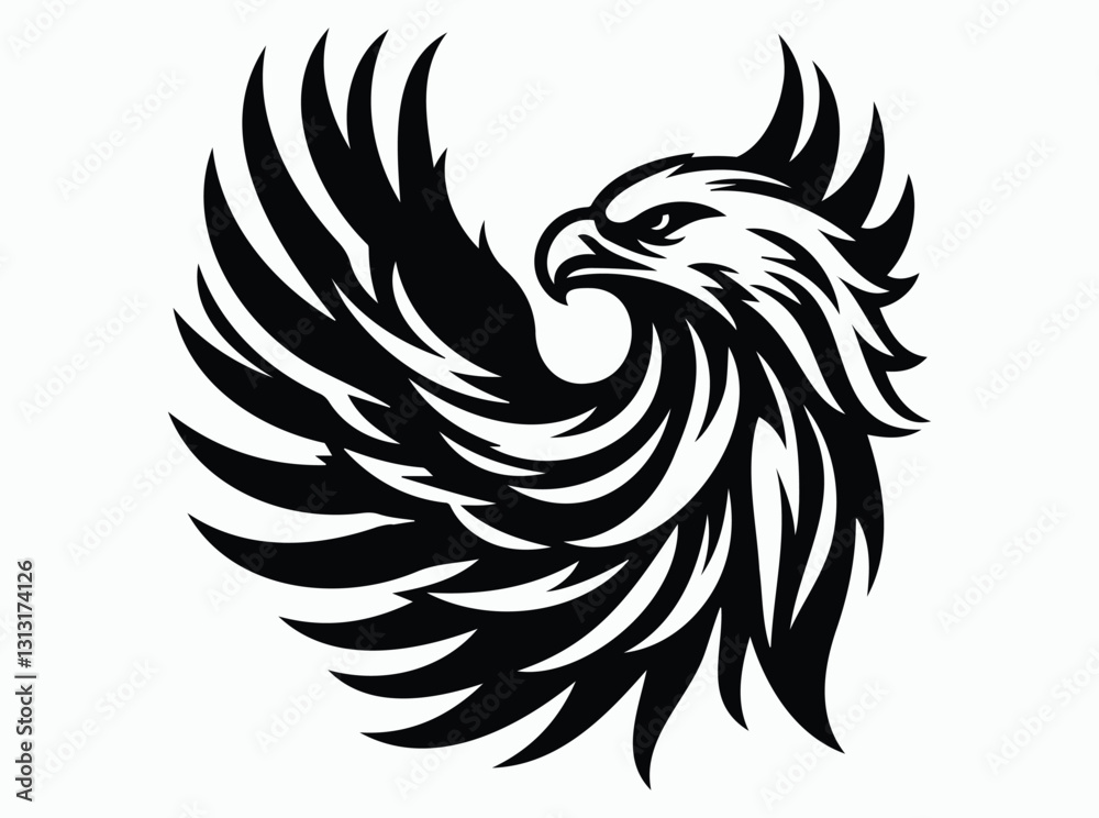 Obraz premium USA Eagle Black Silhouette Icon for Powerful Patriotic Themes and Professional Artwork