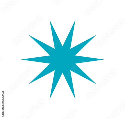 Bold geometric star icon. Abstract star shape symbol. Modern element of brutalism, flat style, potential usage in graphic design and y2k aesthetics.