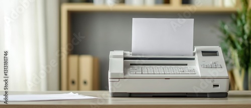 a fax machine on an office desk