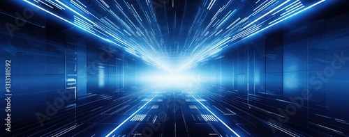 Abstract Futuristic Cyber Technology Tunnel Background