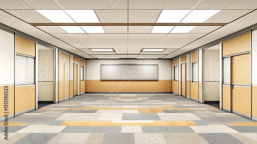 Modern Operable Partition Walls in a Contemporary Office Space: 3D Render AI Generated