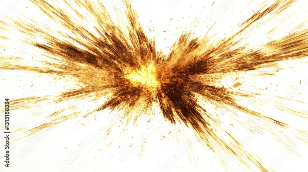 Obraz premium Dynamic Explosion Effect with Golden Particles and Light Rays