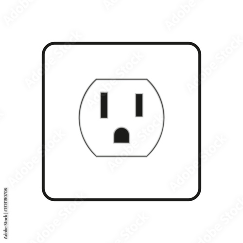 Power outlet icon. Type B outlet icons in a white color. Vector illustration