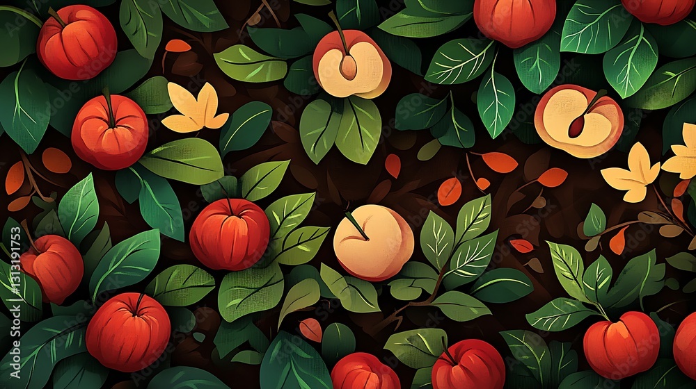 Autumn Apple Harvest: A Vibrant Digital Illustration AI Generated Autumn Apple Harvest: A Vibrant Digital Illustration AI Generated