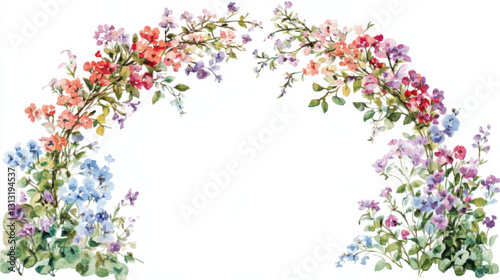 watercolour clipart vector an arch of florals framing them from underneath white background 