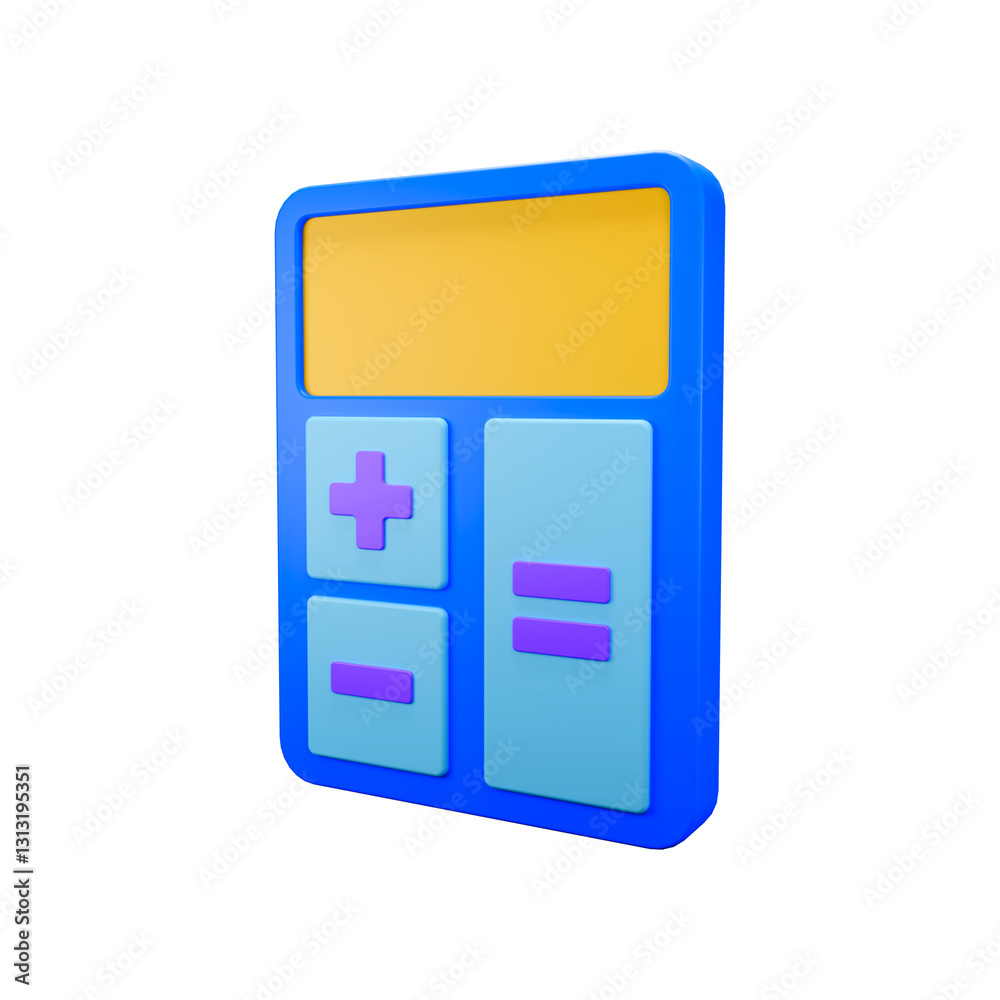3d rendering icon illustration blue calculator with angle 3 3d rendering icon illustration blue calculator with angle 3