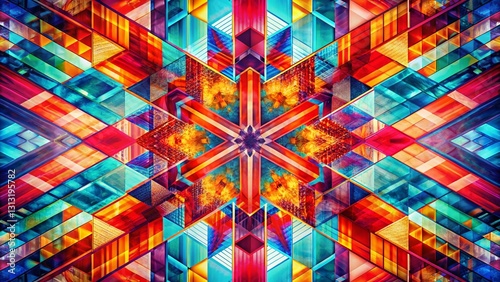 Bold Flag Pattern Double Exposure Digital Art Stock Photo