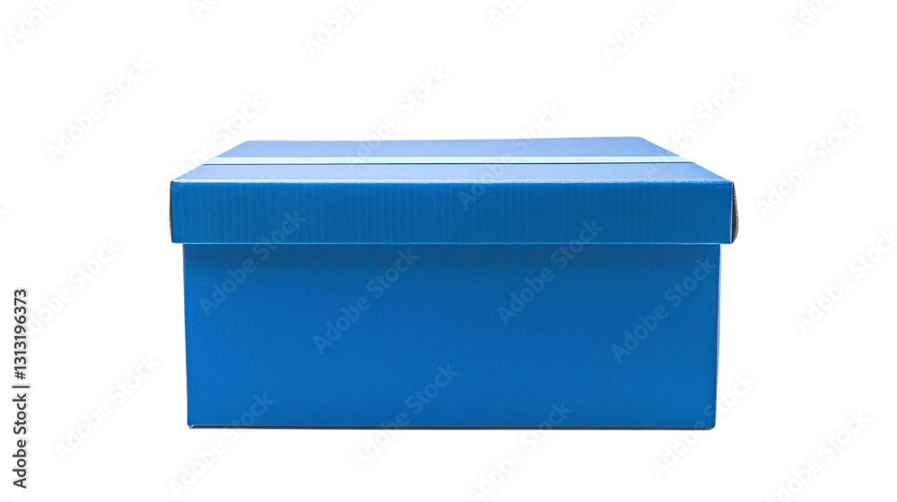 Blue shipping box with tape isolated on a transparent background, representing a delivery package for transportation services, ideal for logistics and business distribution visuals. Blue shipping box with tape isolated on a transparent background, representing a delivery package for transportation services, ideal for logistics and business distribution visuals.