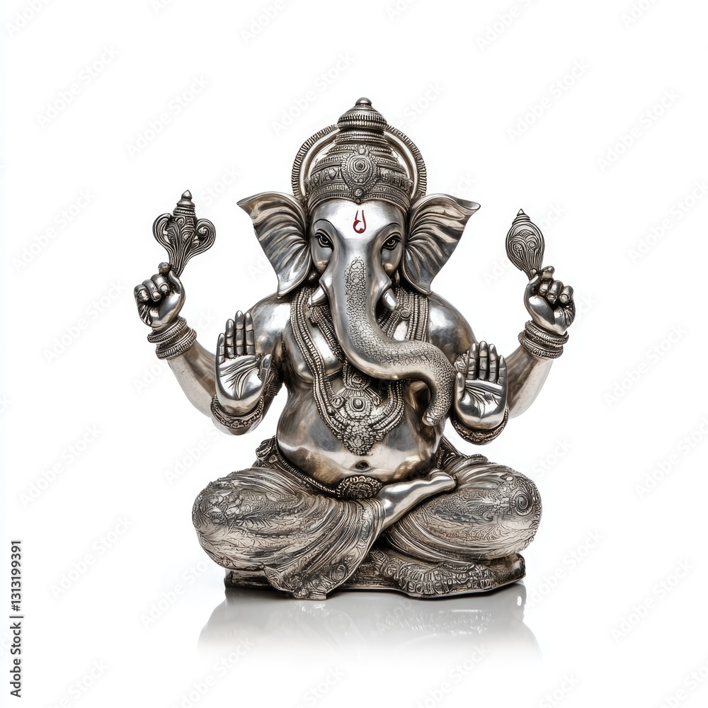 Fototapeta premium Ceremonial ganesha sculpture indian culture decorative art home environment close-up view spiritual concept