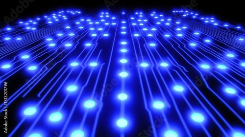 Illuminated Circuit Board Pathways Digital Technology