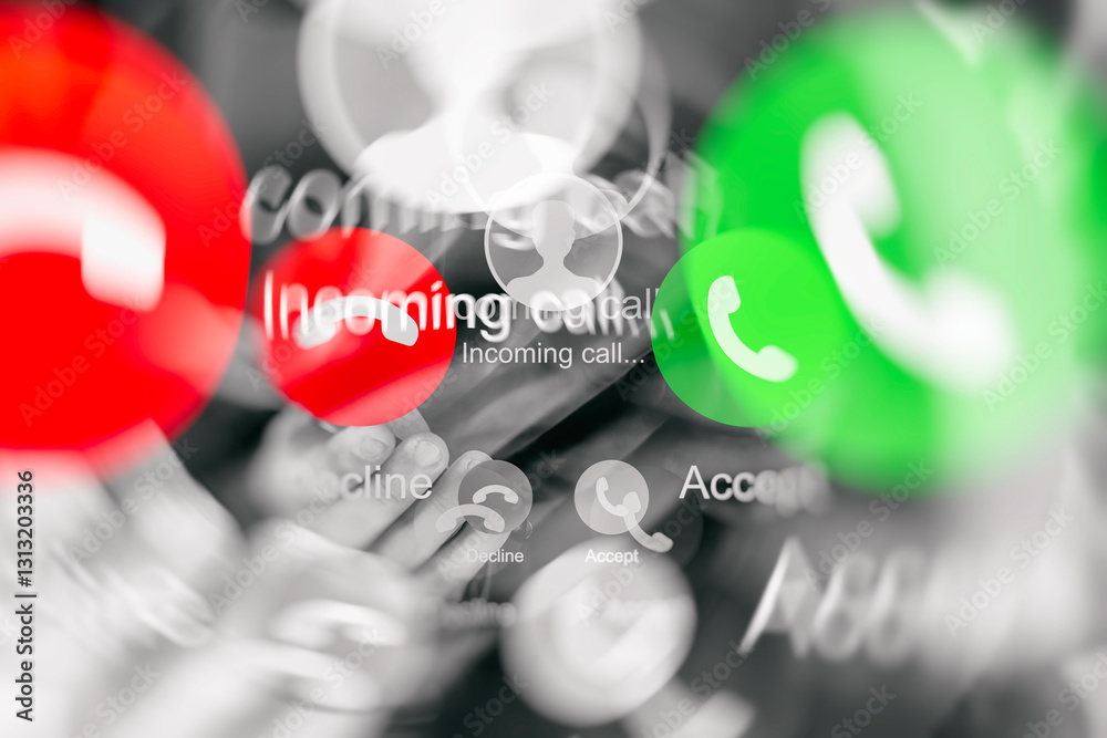 Fotografie Conceptual incoming call screen background on smartphone