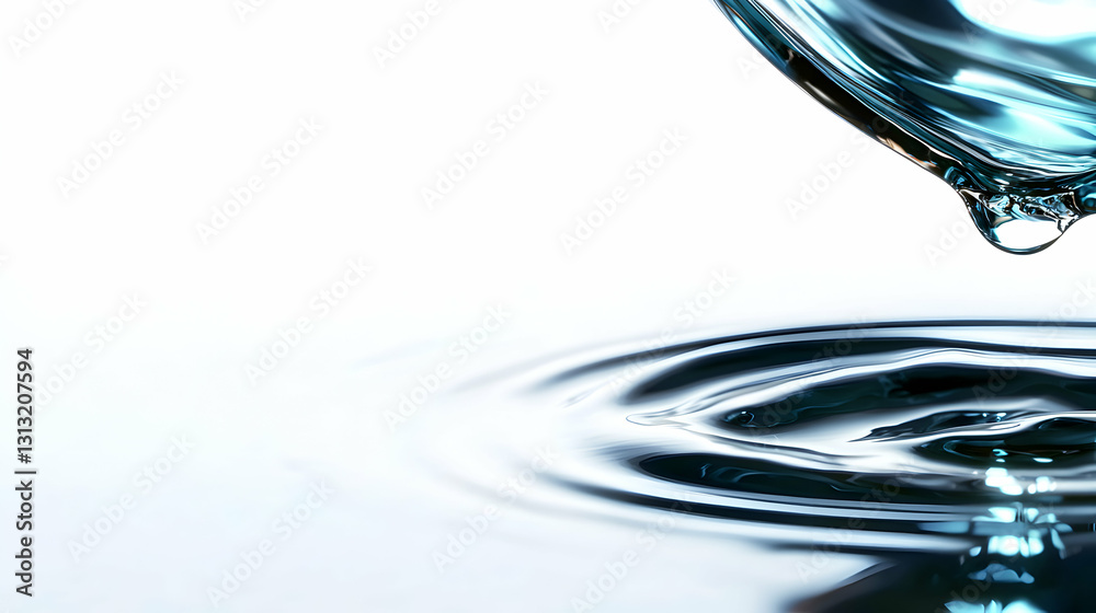 A Clear Water Droplet Falling Into Rippled Liquid Surface A Clear Water Droplet Falling Into Rippled Liquid Surface