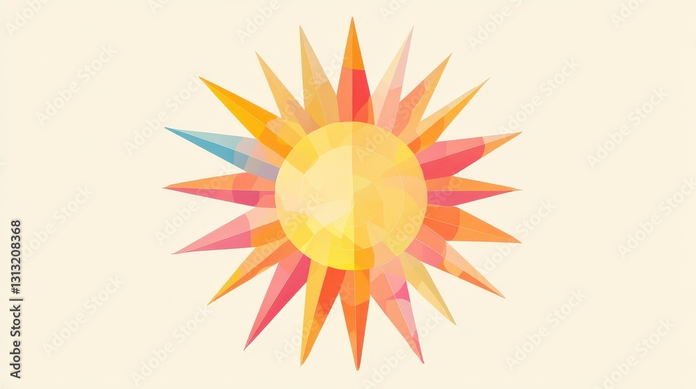 A colorful and artistic illustration of a radiant sun design A colorful and artistic illustration of a radiant sun design