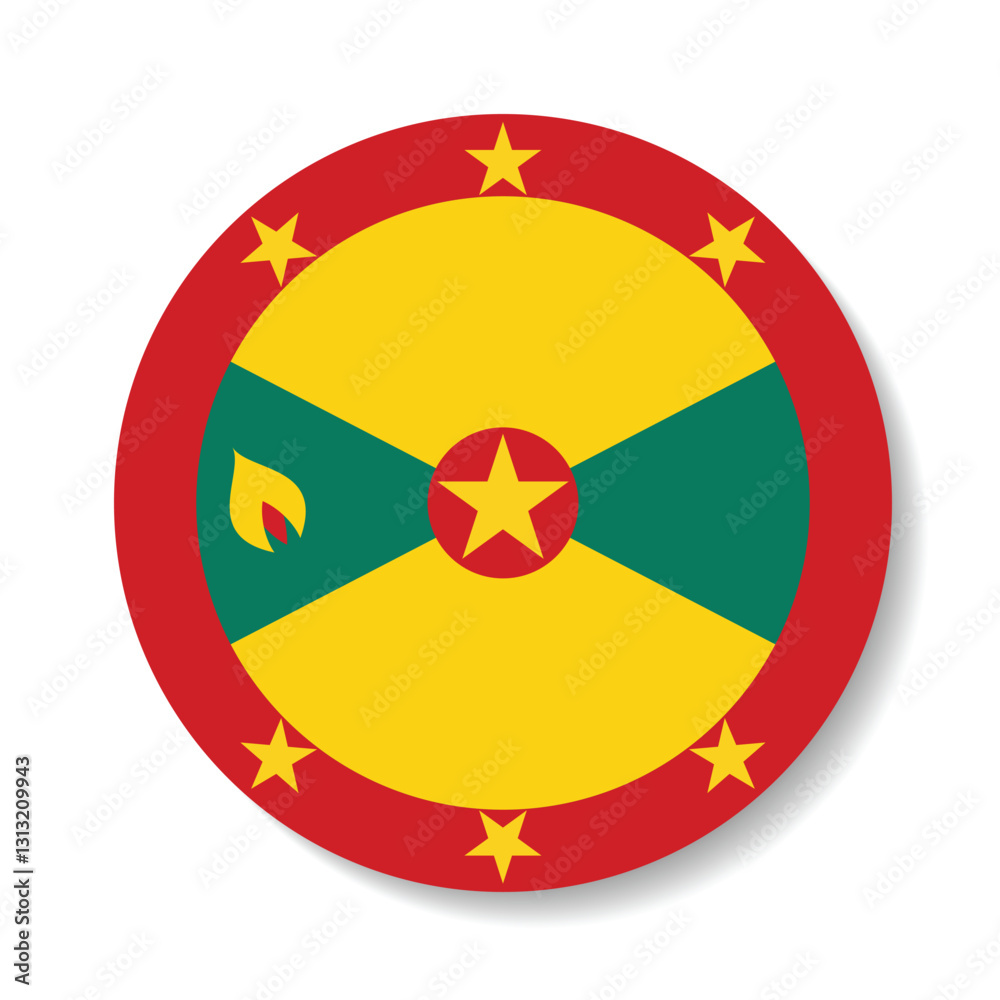 Fototapeta premium Grenada circle flag logo icon digital vector illustration
