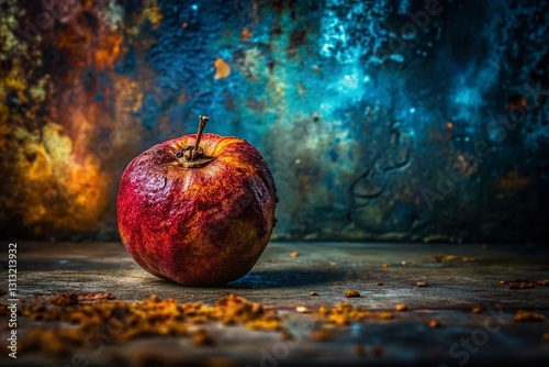 Dark Grunge Fruit Still Life: Long Exposure Mottled Texture Photo