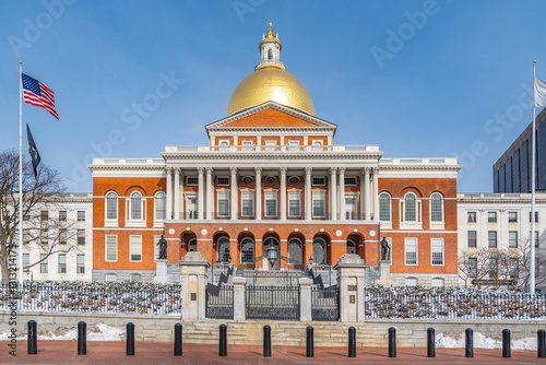 The Massachusetts State House, situated atop Beacon Hill in Boston