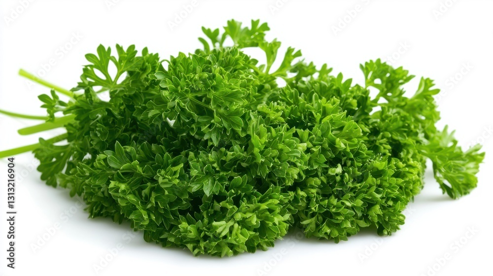 Fresh Green Parsley Bunch on White Background for Culinary Use Fresh Green Parsley Bunch on White Background for Culinary Use