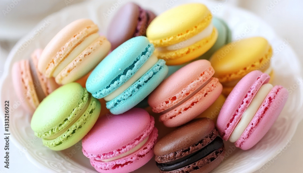 Colorful Macarons on a Plate Colorful Macarons on a Plate