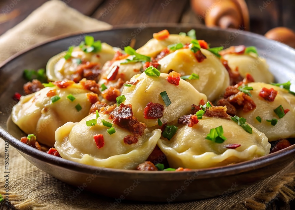 Delicious Potato & Bacon Dumplings in Rich Onion Sauce - Varenyky Delicious Potato & Bacon Dumplings in Rich Onion Sauce - Varenyky