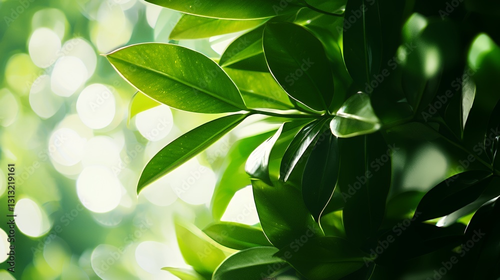 Lush Green Leaves in Soft Light Background Lush Green Leaves in Soft Light Background